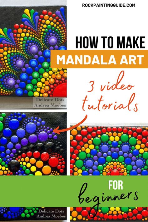 Mandalas, Mandala Dot Patterns For Beginners, Dot Art On Canvas Acrylics, Easy Mandala Dot Painting For Beginners, Dotting Art For Beginners, Diy Mandala Art, Painting Mandalas On Canvas, Simple Dot Art Patterns, Mandela Paintings On Canvas