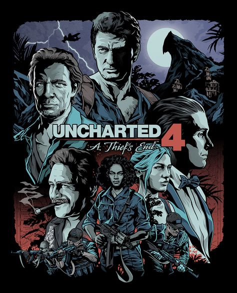 Steelbook Art Uncharted Game, Uncharted Series, A Thief's End, Uncharted 4, Video Game Posters, Nathan Drake, Dog Games, Fabric Poster, Adventure Games
