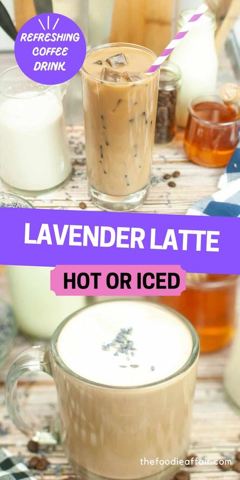 Lavender Latte Recipe, Lavender Drink, Lavender Coffee, Coffee Lattes, Cappuccino Recipe, Lavender Latte, Nespresso Recipes, Espresso Recipes, Steamed Milk