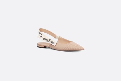 J'Adior Slingback Flat Nude Technical Fabric | DIOR Christian Dior, Dior, Dior Slingback Flats, Dior Slingback, Ribbon Flats, Lucky Symbols, Slingback Flats, Bow Flats, Outfit Inspirations