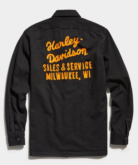 Harley Davidson Shop, Vintage Tshirt Design, Vintage Mechanics, Mechanic Shirts, Alt Clothes, Estilo Denim, Todd Snyder, Milwaukee Wisconsin, Motorcycle Outfit