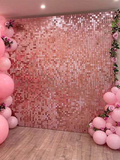 Y2k Theme Decorations, Pink Theme 21st Birthday Party, Pretty Woman Party Theme, Birthday Party Decorations Pink And Gold, Pink Rose Party Theme, Mariah Carey Themed Birthday Party, Rose Gold Prom Decorations, Sequins Party Theme, 27 Shades Of Pink Party