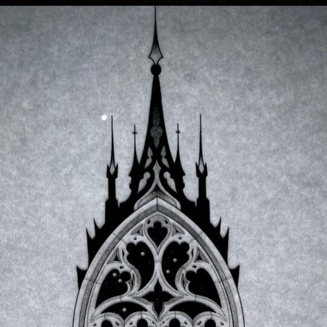 Cathedral Architecture Tattoo, Gothic Design Pattern, Gothic Cathedral Window, Cathedral Back Tattoo, Church Windows Tattoo, Gothic Window Tattoo Design, Cathedral Tattoos, Gothic Frame Drawing, Stain Glass Window Tattoo