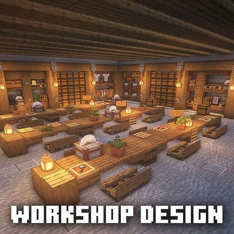 Minecraft Interior Design Bedrock, Minecraft Storage Interior, Inside House Design Minecraft, Castle Inside Minecraft, Minecraft Workshop Design, Minecraft Interior Design Storage, Minecraft Castle Interior Design, Storage Design Minecraft, Minecraft Workshop Interior