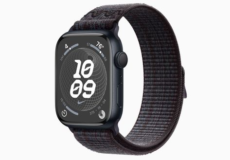 Buy Apple Watch Series 9 GPS, 45mm Midnight Aluminum Case with Black/Blue Nike Sport Loop - Apple New Apple Watch, Buy Watches, Buy Apple, Blue Nike, Nike Sports, Apple Watch Series, Apple Watch, Black Blue, Blue Black