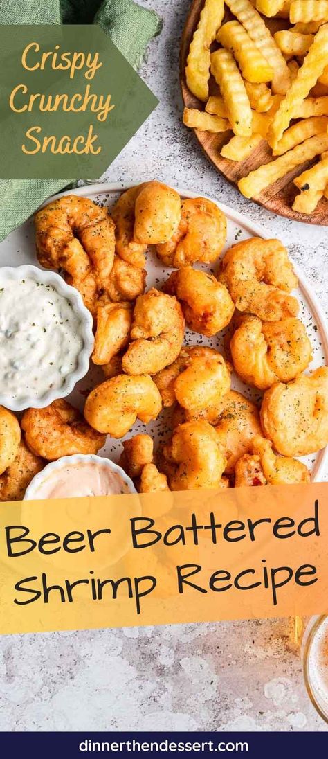 Beer Battered Shrimp are crispy, golden brown, and so flavorful. Make these shrimp for your next party, and watch how quickly they disappear! How To Make Breaded Shrimp, Shrimp Beer Batter, Beer Batter Shrimp, Batter Shrimp, Battered Shrimp Recipes, Fried Shrimp Recipes Easy, Beer Battered Fish Recipes, Battered Shrimp, Beer Battered Shrimp