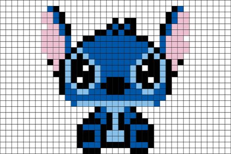 Pixel Art Stitch, Disney Pixel Art, Pixel Art Simples, Pixel Art Animals, Image Pixel Art, Modele Pixel Art, Perler Bead Disney, Pola Manik, Easy Pixel Art