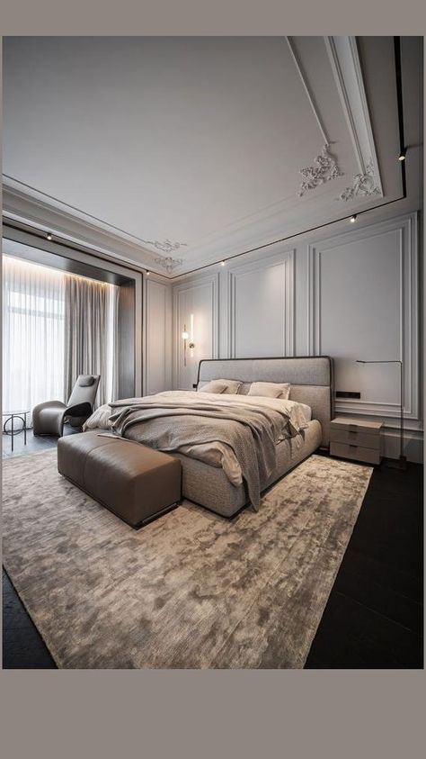 Bilik Tidur Mewah, Classic Bedroom Design, Modern Luxury Bedroom, Modern Bedroom Interior, Bilik Tidur, Luxury Bedroom Master, Classic Bedroom, 아파트 인테리어, Bedroom Door