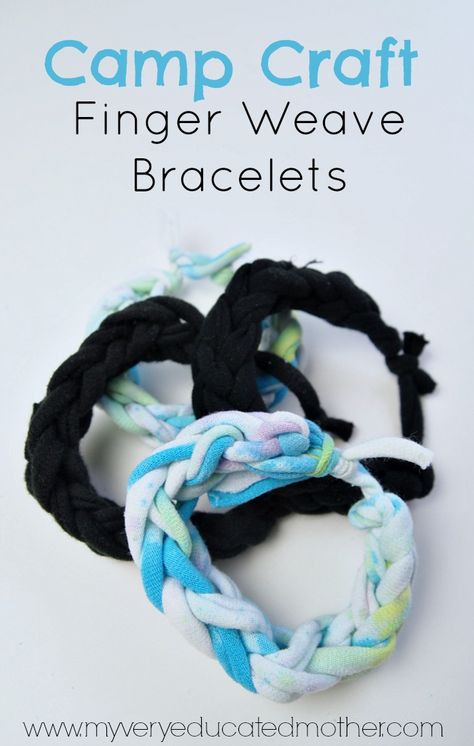 Here's a super easy camp craft to try on your next scouting adventure, finger woven bracelets! Ahg Woven Theme, Kids Spring Crafts, Crafts For Kids Spring, Craft Diy Ideas, Easy Camp, Pack Meeting, Finger Weaving, American Heritage Girls, Weaving For Kids