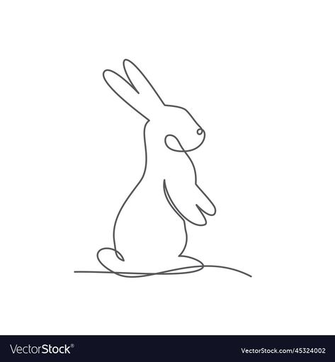 Rabbit Line Art Tattoo, Icord Templates, Bunny Head Drawing, Line Drawing Rabbit, Rabbit Line Drawing, Bunny Memorial, One Line Animals, Tattoo Mom, Rabbit Drawing