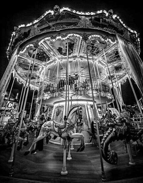 Carousel photograph in black and white Night Circus, Wonderful Picture, Foto Art, White Picture, Jolie Photo, Foto Inspiration, Black White Photos, Bw Photo, Black And White Pictures