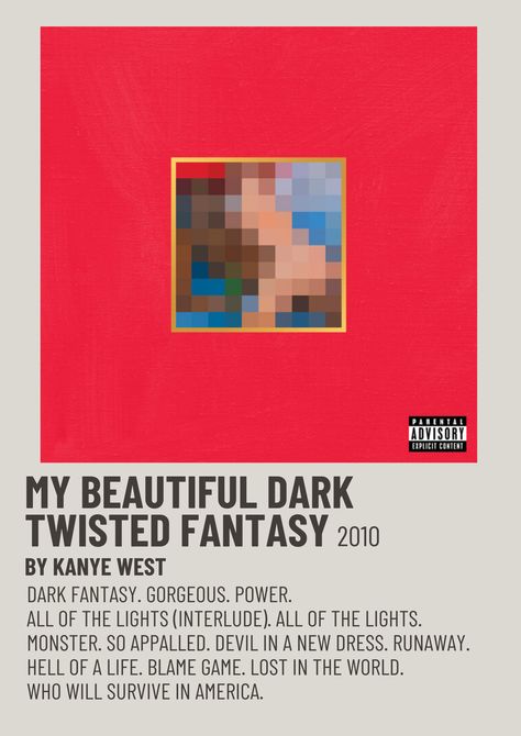 Kanye Minimalist Poster, Kanye West Polaroid, Kanye West Polaroid Poster, Kanye West Minimalist Poster, Dark Fantasy Poster, Kanye Music Poster, Minimalist Music Posters Polaroid, Music Posters Kanye, Album Cover Minimalist Poster