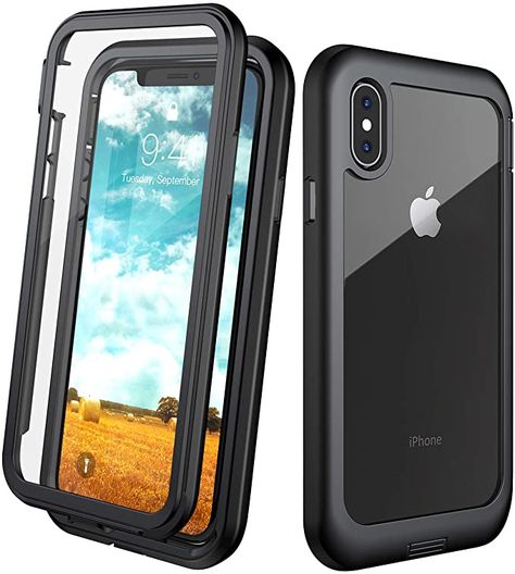 Amazon.com: Eonfine for iPhone X Case,for iPhone Xs Case, Built-in Screen Protector Full Body Protection Heavy Duty Shockproof Rugged Cover Skin for iPhone X/Xs 5.8inch (Black/Clear) Get Clear Skin, Cool Room Designs, Iphone Xs Case, Bracelet Craft Diy, Iphone Style, Xs Case, Apple Cases, Diy Crafts For Kids Easy, Iphone 10