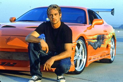 Seven movies later, the Fast and Furious franchise has been through a number of cars, but fans will always remember the originals—particularly the cars featured in the final sequence of the first film.   At the end of The Fast and the Furious, Dom and Brian race a train -- with Dom in his father's car and Brian driving a 1993 Toyota Supra. Now, Mecum Auctions is auctioning off Brian's Supra. Well, one of them. Paul Walker Car, Fast & Furious 5, Foto Cars, Seven Movie, Fast And Furious Cast, Paul Walker Tribute, The Fast And The Furious, Fast And The Furious, Fast Five