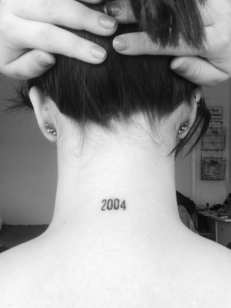 Since 2004 Tattoo, 2004 Neck Tattoo, Made In 2004 Tattoo, 2004 Tattoo Ideas For Women, Date Neck Tattoo, 2004 Tattoo Design, 2004 Tattoos, 2004 Tattoo Ideas, 2004 Tattoo