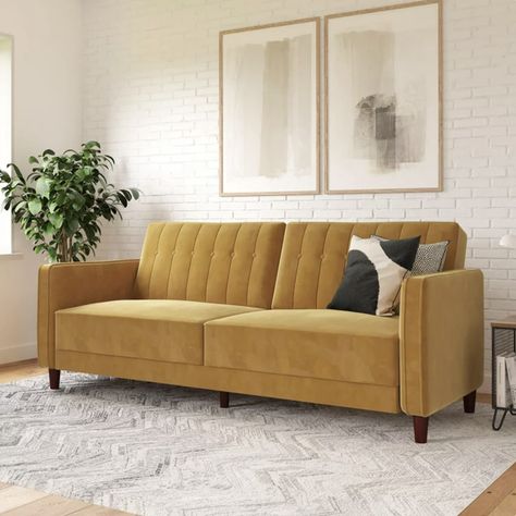 Yellow Couch, Best Sleeper Sofa, Modular Couch, Yellow Sofa, Sofas For Small Spaces, Inspire Me Home Decor, Futon Sofa, Wooden Legs, Apartment Room