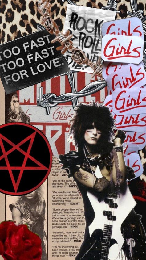 80s Rock Bands Wallpaper, Rock Bands Wallpaper, Bands Wallpaper, Rock Collage, Glam Wallpaper, Too Fast For Love, 80s Glam, 80s Rock Bands, Motley Crüe