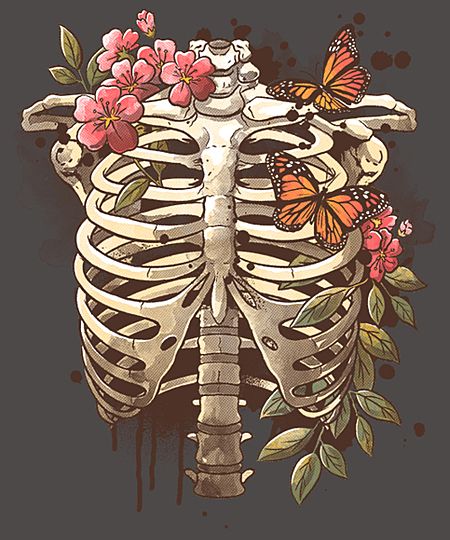 Rib Cage Drawing, Skeleton Watercolor, Skeleton Flower, Skeleton Drawings, Minions Wallpaper, 4 Tattoo, Skeleton Art, A Skeleton, Skeleton Halloween