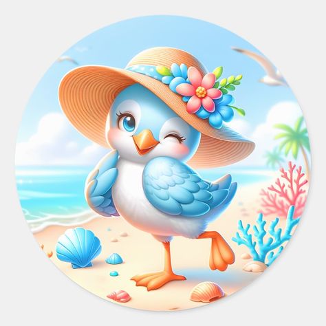 Cute beach bird lovers Classic Round Sticker Random Products, Image Nails, Cartoon Birds, Nails Today, Classy Tattoos, Cute Cartoon Images, Random Ideas, Bird Wallpaper, Cute Clipart