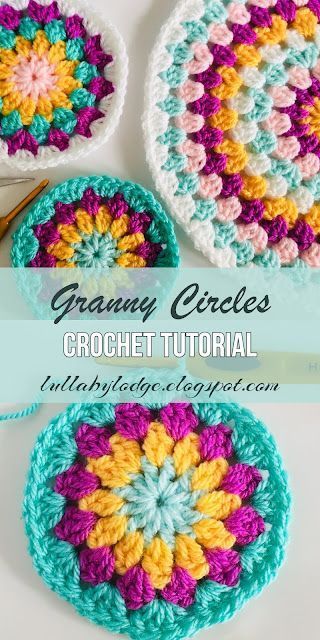 Lullaby Lodge: Granny circles - how to make them and what to use them for - Lullaby Lodge tutorial Crochet Circle Pattern, Granny Square Crochet Patterns, شال كروشيه, Crochet Circles, What To Use, Crochet Square Patterns, Granny Squares Pattern, Crochet Mandala, Chale Crochet