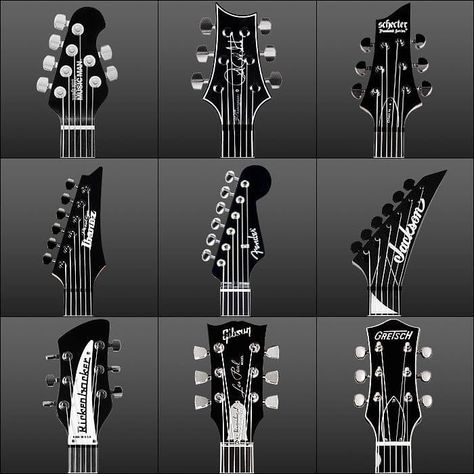 Guitar Headstock Shapes, Electric Guitar Shapes, Guitar Headstock Design, Bass Headstock, Headstock Design, Guitar Shapes, Head Types, Guitar Headstock, Sg Guitar