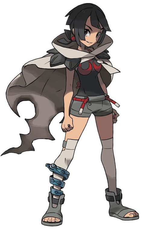 black_hair brown_hair cape higana_(pokemon) official_art poke_ball pokemon pokemon_(game) pokemon_oras sandals sugimori_ken thigh-highs Pokemon Trainer Outfits, Pokemon Rosa, Pokemon Omega, Pokemon Omega Ruby, Sapphire Pokemon, Pokémon Oras, Pokémon Ruby, Pokemon Rpg, Pokemon Official