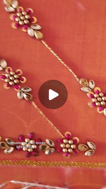 Simpal Blouse Hand Work, Pearl Designs On Kurti, Aari Hand Designs For Blouses, Short Hand Aari Work Blouse Design, Kundan Stone Work Blouse Designs, Aari Sleeve Designs, Simple Aari Work Designs For Blouse, Aari Hand Work Designs, Hand Embroidery Blouse Designs Simple