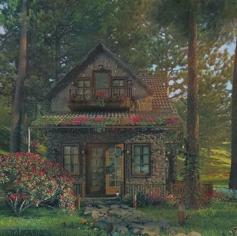 Classic Contemporary Living Room, Aesthetic House Exterior, Cottage Style Bedroom, Fairy Tale Cottage, Cabin Aesthetic, Forest Cottage, Painted Front Porches, Cottage Aesthetic, Forest Cabin