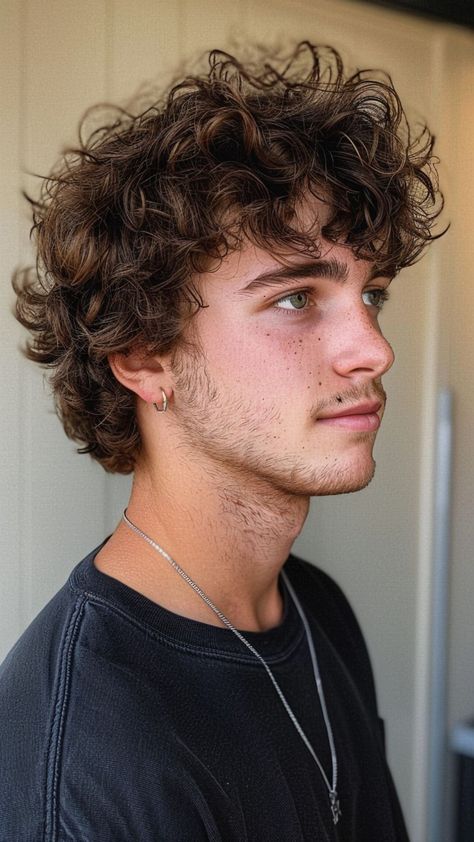 The Curly Mullet Renaissance: 22 Styles to Ignite Your Hair Game Curly Haircut Men Mullet, Natural Mullet Men, Men's Curly Hairstyles Short, Short Hairstyles Curly Hair Men, Mullet Hairstyle Mens Curly Hair, Men’s Haircut Curly Short, Curly Short Mens Haircut, Curly Mullet For Men, Short Coil Hair Styles