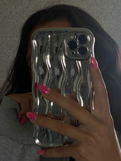 Metallic Phone Case, Black Iphone Case Aesthetic, Silver Phone Case, Amazon Phone Cases, Metal Iphone Case, Silver Iphone, Current Wishlist, Birthday Plans, Ripple Pattern