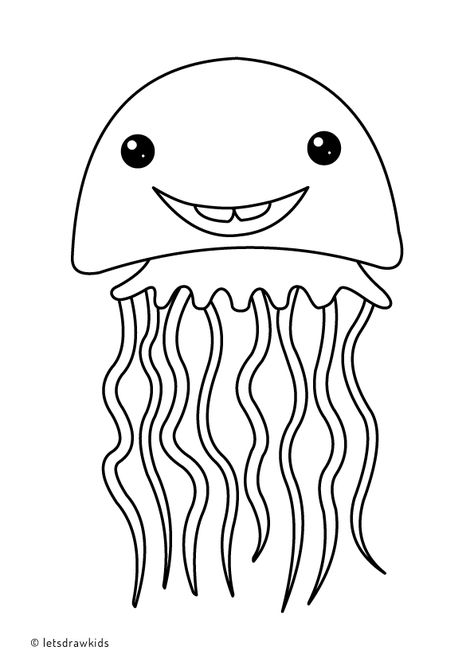 Coloring page for kids - Jellyfish How To Draw Jellyfish, Draw A Jellyfish, Jellyfish Coloring Page, Jellyfish Coloring, Animale Marine, Drawing Jellyfish, Jellyfish Drawing, Radiology Imaging, Outline Images