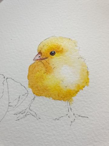 Easter Watercolor Tutorial, Easter Watercolour Painting, Easter Chick Painting, Watercolor Baby Chicks, Easter Watercolor Ideas, Watercolour Painting Cards, Easter Watercolour Card, Watercolor Bunny Tutorial, Easter Watercolor Art