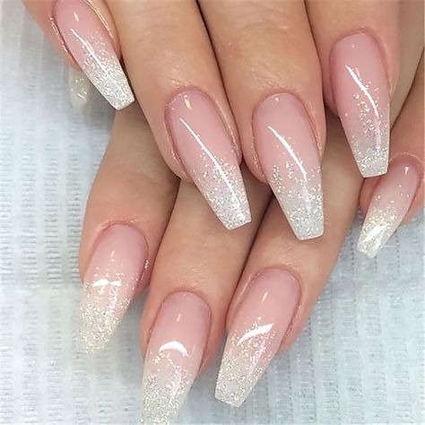 18 Beautiful Ombre Nail Design Ideas for 2020- The Trend Spotter Pink Ombre Nails Coffin Glitter, Short Acrylic Nails Coffin Minimalist, French Nails Ballerina, Acrylic Nail Set, Ombre Nails Glitter, Ombre Acrylic Nails, Cute Acrylic Nail Designs, Ombre Nail Designs, Glitter Pink