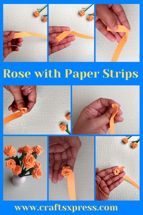 Hello my friends, again I have come up with another DIY paper rose. You can easily make these beautiful Paper roses with paper strips. Let's see how!!! #paperrose #easyrose #quillingrose #rosewithpaperstrips Craft Paper Rose Flower, How To Fold A Rose Out Of Paper, Handmade Paper Roses, Roses Paper Diy, Paper Roses Bouquet Diy, How To Make Mini Roses Paper Flowers, Rose Paper Craft Easy, Flowers Bouquet Diy Paper, How To Make Roses From Paper