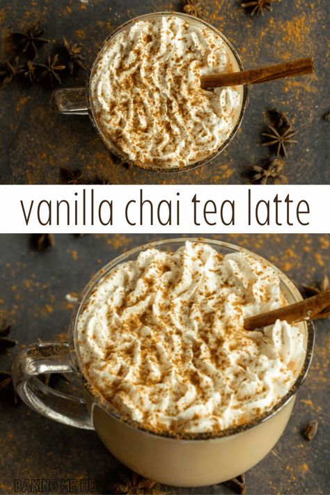 Chai Concentrate Recipe Loose Leaf, Recipes With Chai Tea, Easy Latte Recipe At Home, Starbucks Vanilla Chai Latte Recipe, Chi Latte Recipe Homemade, Chai Drink Recipes, Tea Lattes At Home, Hot Chai Tea Latte Recipe, Cafe Recipe Ideas