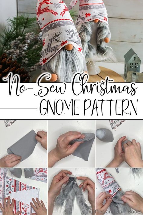 Fall Gnomes Diy How To Make No Sew, How To Make A Gnome Free Pattern, How To Make Gnomes Free Pattern, Patterns For Gnomes, Gnomes Diy How To Make, No Sew Gnomes, Diy Scandinavian Christmas, No Sew Gnome, Sock Gnomes