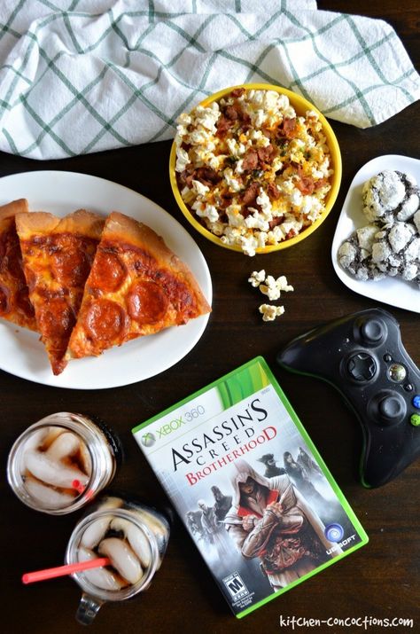 Video Game Date Night Idea - A fun at home date night idea- Video Game Date Night! Check out all the fun including gift ideas, a dinner menu (including Jalapeno Popper Popcorn recipe) and other fun ideas! {ad} Video Game Date Night Aesthetic, Video Game Night Aesthetic, Anime Date Night, Video Game Date Night, Video Game Date, Gaming Date, Video Game Night, Abc Dates, Game Night Aesthetic