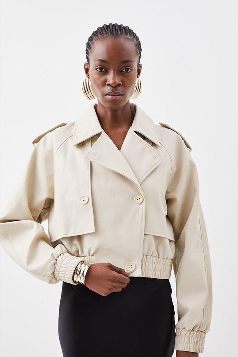 Faux Leather Tailored Bomber Mac Jacket - Cream Summer Jackets For Women Classy, Mac Jacket, Neutral Jacket, Military Blazer, Belted Wrap Coat, Studio Poses, Souvenir Jacket, Jacket Beige, Beige Jacket
