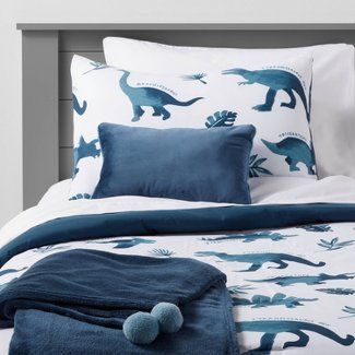 Dinosaurs : Boys' Room : Target Dinosaur Bed Frame, Blue Dinosaur Room, Boys Dinosaur Bedroom Ideas, Blue Bedroom Ideas For Boys, Kids Dinosaur Bedroom, Dinosaur Bed, Dinosaur Comforter, Dino Room, Dinosaur Boys Room