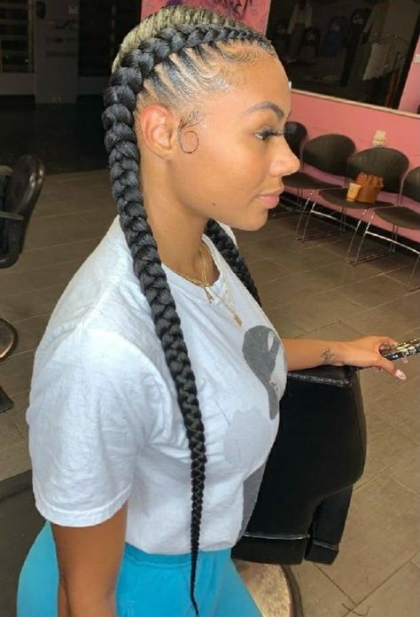 Conrows Lines, Conrows Lines And Braids, 2 Cornrow Braids, Two Cornrow Braids, 2 Braids Hairstyles, Cornrows Braids For Black Women, Two Braid Hairstyles, Cornrow Braids, Big Box Braids Hairstyles