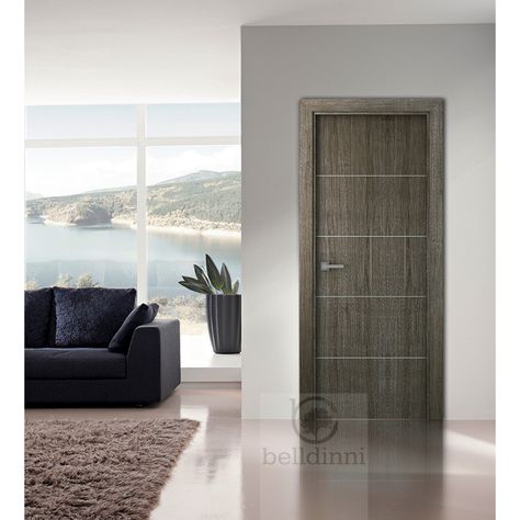 Palladio 4H is an interior door that can be seamlessly integrated into any home and easily installed in any swing or sliding door configuration.Palladio 4H Gray Oak is developed in Flush style to emphasize the elegance and craftsmanship features of the door. Flush construction is decorated with 4 aluminium strips that form 5 identical panels and bring spectacular modern style. Engineered solid core saves the privacy inside the room due to soundproof features, without weighting the slab. We use a