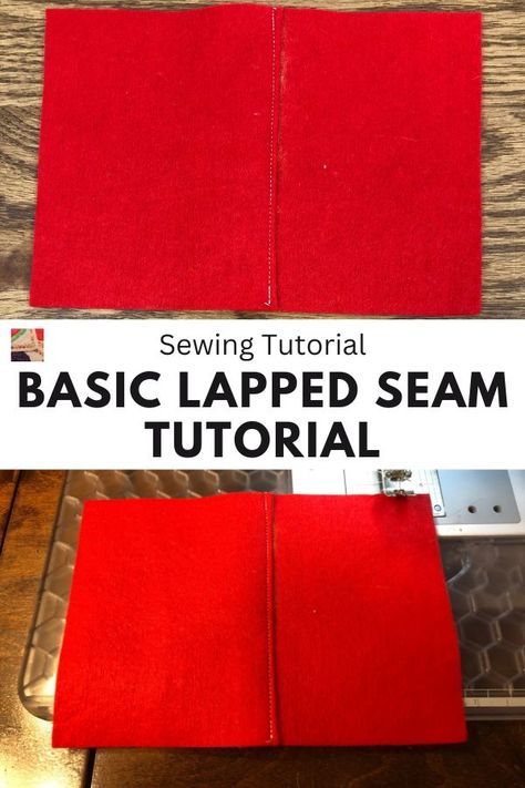 A lapped seam is formed when one fabric layer is lapped over the other and topstitched in place. This tutorial will show the basic lapped seam. This seam can be used when stitching a regular seam is difficult such as when sewing a blouse yoke or curved pieces. Sewing Techniques, Lapped Seam, Blouse Yoke, Flat Felled Seam, Straight Pins, French Seam, How To Sew, Learn To Sew, Top Stitching