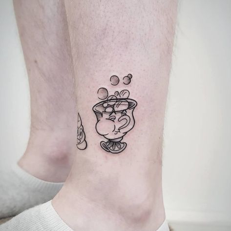 Beauty and the Beast Disney Tattoos Beauty And The Beast, Tattoos Cartoon, Chip Beauty And The Beast, Disney Tattoos Quotes, Flesh Art, Chip Tattoo, Beauty And The Beast Tattoo, Name Tattoos For Moms, Learn To Tattoo