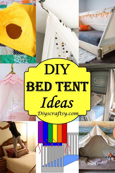 DIY Bed Tent Ideas 1 Tent For Queen Bed, Queen Bed Tent Kids, Bed Tent For Adults, Queen Bed Tent, Tela, Twin Bed Canopy Diy, Diy Top Bunk Tent, Diy Bunk Bed Tent, Tent Canopy Bed Kids Rooms