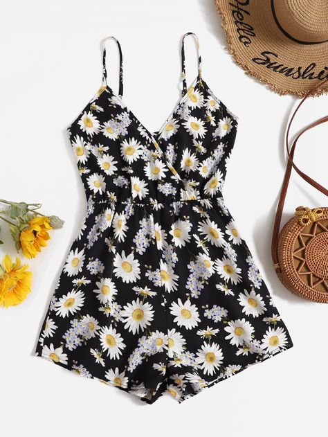 Multicolor Boho  Sleeveless Polyester Floral,All Over Print Cami Embellished Non-Stretch Summer Women Jumpsuits & Bodysuits Short Jumpsuits For Women Summer Outfits, Short Jumpsuit Outfit Casual Summer, Jumpsuit Shorts Outfit, Jumpsuit Outfit Casual Summer, Floral Romper Outfit, Short Jumpsuit Outfit, Classy Swimwear, Short Jumpsuits For Women, Floral Rompers