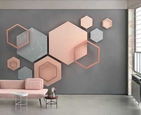 3D Stereo Hexagonal Geometric Mural Wallpaper Modern Simple Creative Art Wall Painting Living Room TV Background Wall Decor Bedroom Backdrop, Backdrop Bedroom, Wallpaper Walls, Wall Painting Living Room, Geometric Living Room, Custom Photo Wallpaper, Backdrop Wall, Photo Room, تصميم للمنزل العصري