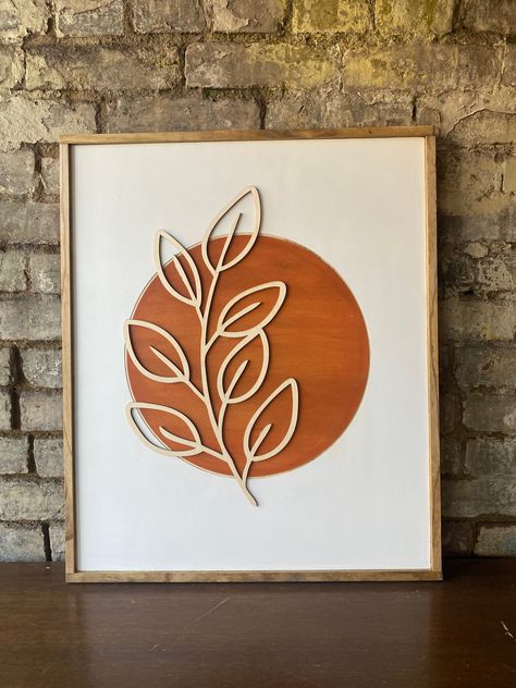 Noblesville Indiana, Orange Circle, Engraved Wood Signs, Laser Cut Wood Crafts, Laser Design, Laser Art, Leaf Wall, Leaf Wall Art, Boho Bedroom Decor