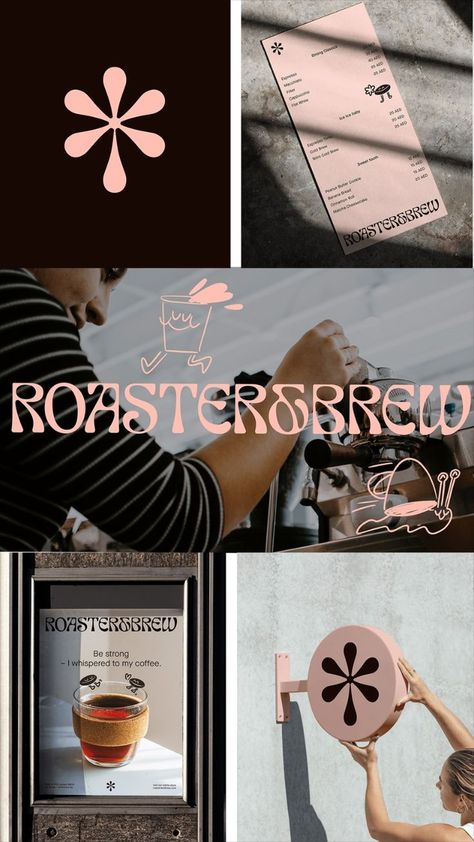 Roaster & Brew coffee shop brand identity design by TINGE STUDIO - Fivestar Branding Agency Is A Design and Branding Agency. This Work Belongs to The Accredited Artist and Is Curated For Inspiration Only 
#coffeeshopbranding #coffeebrand #brandinginspiration Coffee Shops Designs, Shop Coffee Design, Branding Design Coffee Shop, Brand Identity Design Coffee, Cafe Branding Design Coffee Shop, Coffee Shop Branding Identity, Artistic Coffee Shop, Brand Identity Graphic Design, Graphic Design Restaurant Branding