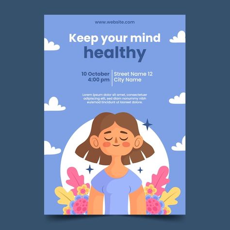 World Mental Heath Day, Advocacy Poster, Health Awareness Poster, Asian Style Art, Graphic Design Posters Layout, World Mental Health Day, Mental Health Posters, Awareness Poster, Health Post