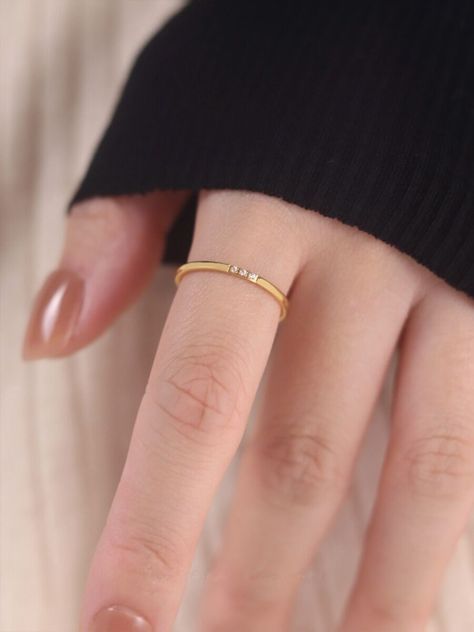 Stacked Engagement Ring, Etsy Engagement Rings, Ring Stacking, Minimalist Ring, Understated Elegance, Ring Dainty, Minimalist Rings, Ring Engagement, Favorite Rings